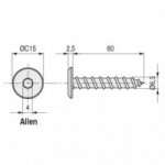 TORNILLO CABEZA PLANA ALLEN TEGAS 6,3X60 CABEZA PLANA NIQUELADO diam.cabeza 15mm, p/llave allen 4mm