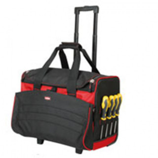 BOLSA PORTAHERRAMIENTAS. TEJIDO TEXTIL REFORZADO. CARRO TELESCÓPICO. NEGRO Y ROJO - RATIO