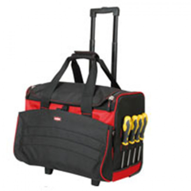 BOLSA PORTAHERRAMIENTAS. TEJIDO TEXTIL REFORZADO. CARRO TELESCÓPICO. NEGRO Y ROJO - RATIO