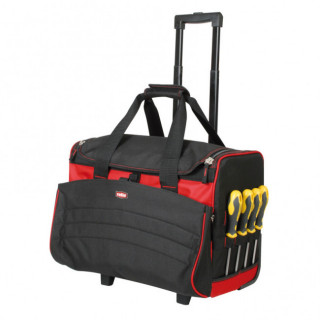BOLSA PORTAHERRAMIENTAS. TEJIDO TEXTIL REFORZADO. CARRO TELESCÓPICO. NEGRO Y ROJO - RATIO 2