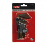 JUEGO DE 9 LLAVES ALLEN ACODADAS. ACERO CROMOVANADIO. 1,5 A 10MM - RATIO