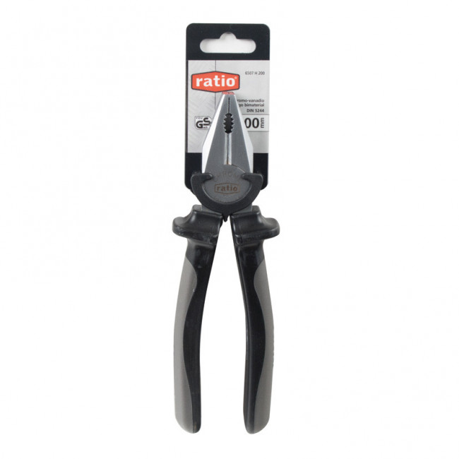 ALICATE UNIVERSAL. ACERO CROMO-VANADIO. BIMATERIAL. LONGITUD 180MM - RATIO