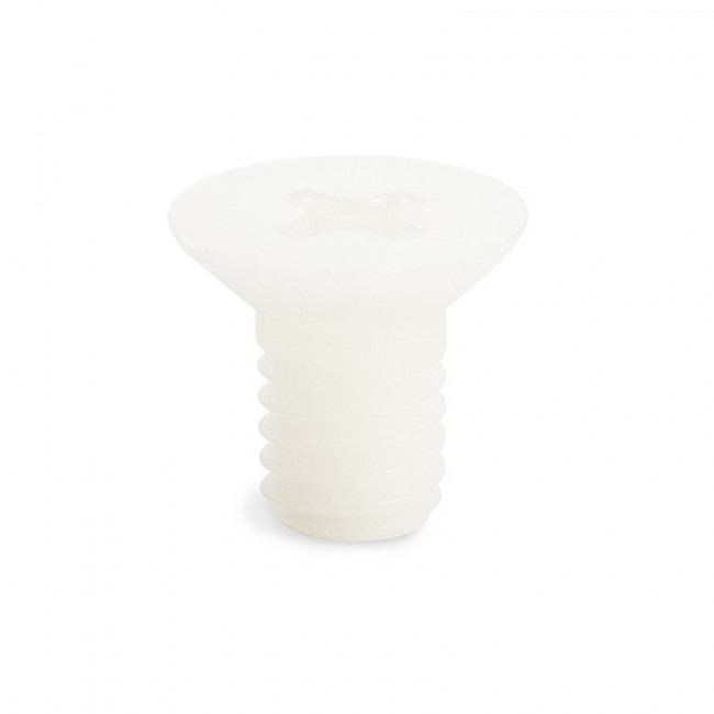 TORNILLO DE NYLON DIN-965. CABEZA AVELLANADA. ACCIONAMIENTO EN CRUZ. BLANCO TRANSLÚCIDO