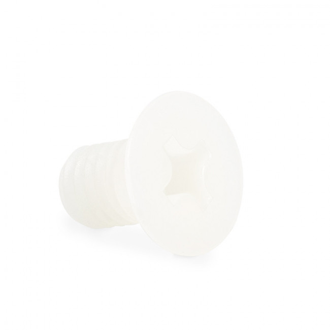 TORNILLO DE NYLON DIN-965. CABEZA AVELLANADA. ACCIONAMIENTO EN CRUZ. BLANCO TRANSLÚCIDO