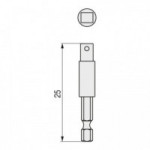 ADAPTADOR DE INSERCIÓN. ACERO. GRIS METÁLICO. CUADRADILLO 1/4. LONGITUD 25MM