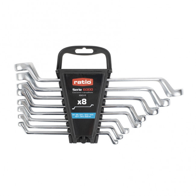 LLAVE ESTRELLA ACODADA SERIE 6000. ACERO CROMO-VANADIO. SATINADO - RATIO