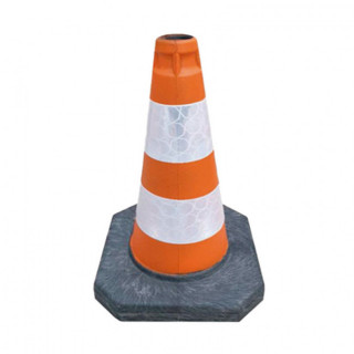 CONO DE SEÑALIZACIÓN. PVC FLUOR. NARANJA. BANDAS REFLECTANTES. ALTURA 50CM