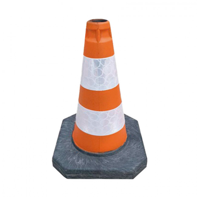 CONO DE SEÑALIZACIÓN. PVC FLUOR. NARANJA. BANDAS REFLECTANTES. ALTURA 50CM
