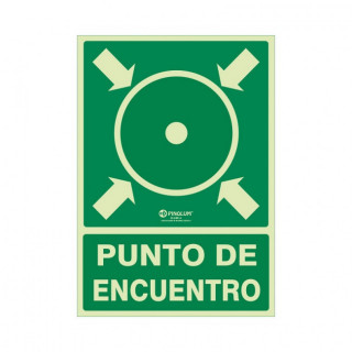 SEÑAL DE PUNTO DE ENCUENTRO. PLÁSTICO. LUMINISCENTE. 420X297MM
