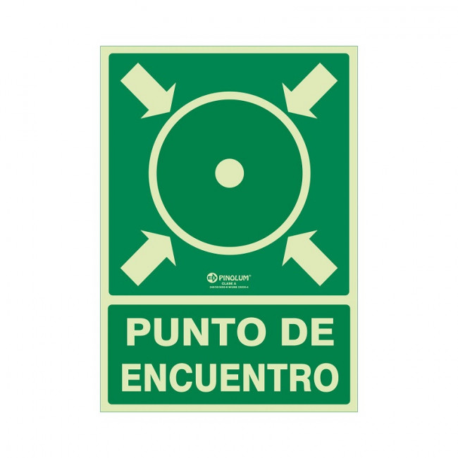 SEÑAL DE PUNTO DE ENCUENTRO. PLÁSTICO. LUMINISCENTE. 420X297MM