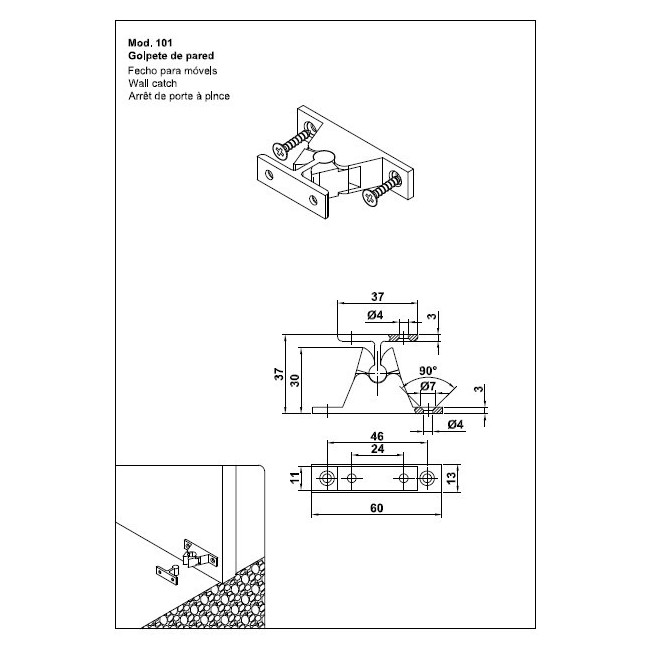 GOLPETE ZAMAK CROMADO MOD.101 60X30X13