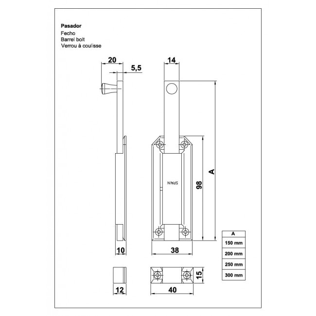 PASADOR LTDO.BARNIZ AMIG 200/200mm.