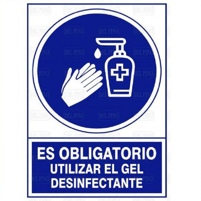 SEÑAL DE OBLIGACIÓN. PLÁSTICO. RECTANGULAR. GEL DESINFECTANTE