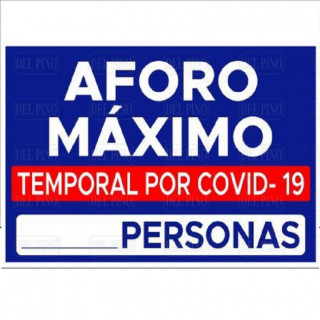 SEÑAL DE AFORO MÁXIMO. PLÁSTICO. FORMATO HORIZONTAL. 297 X 210 MM