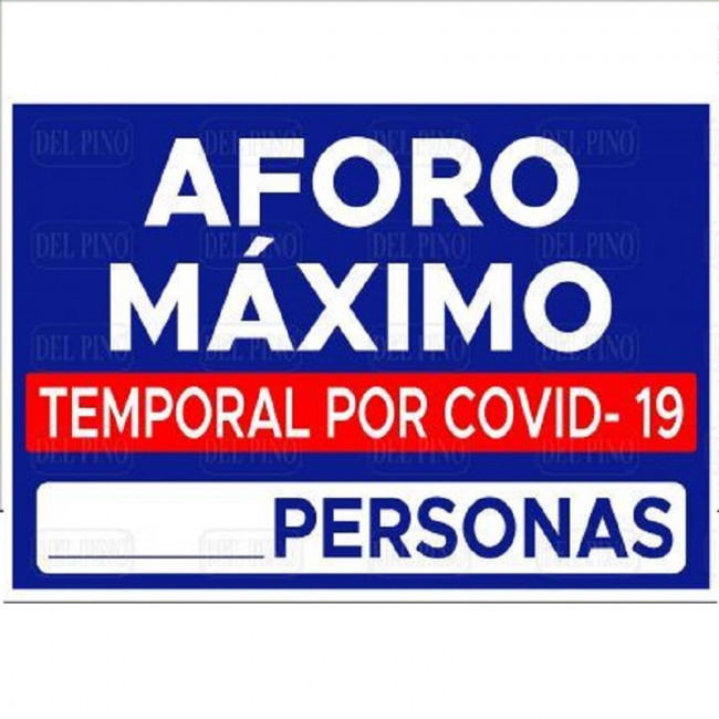SEÑAL DE AFORO MÁXIMO. PLÁSTICO. FORMATO HORIZONTAL. 297 X 210 MM