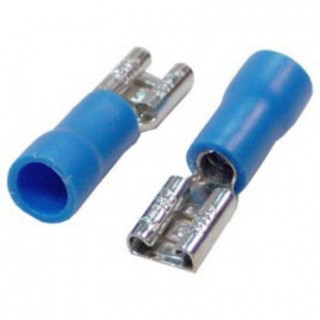 TERMINAL FASTON HEMBRA AISLADO. METAL ESTAÑADO. PLÁSTICO AZUL. CRIMPADO