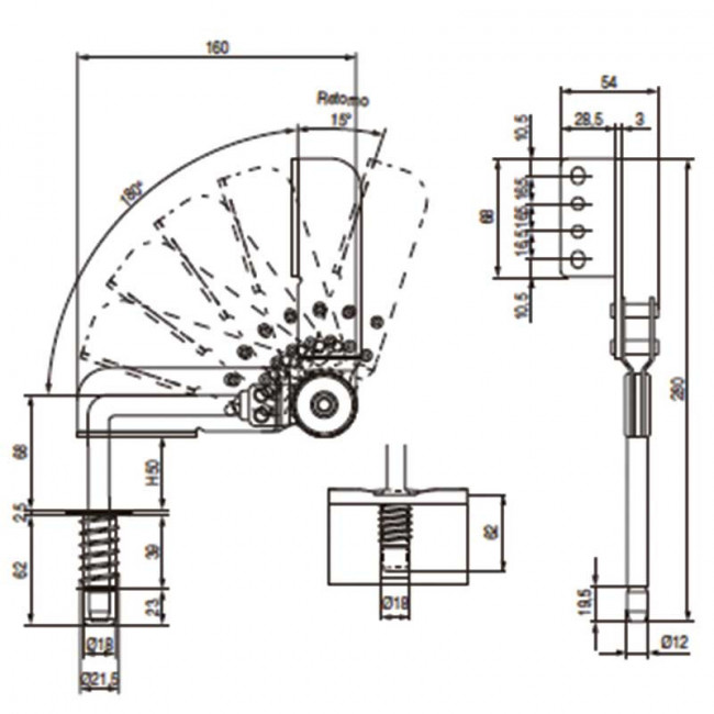 MECANISMO RECLINABLE PARA CABECERO REX 90-180º. ACERO. ZINCADO - Q&AMPQ