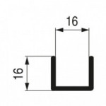 PERFIL HORIZONTAL "U" ESPESOR 16 BLANCO 2,5M.  LACADO BLANCO.
