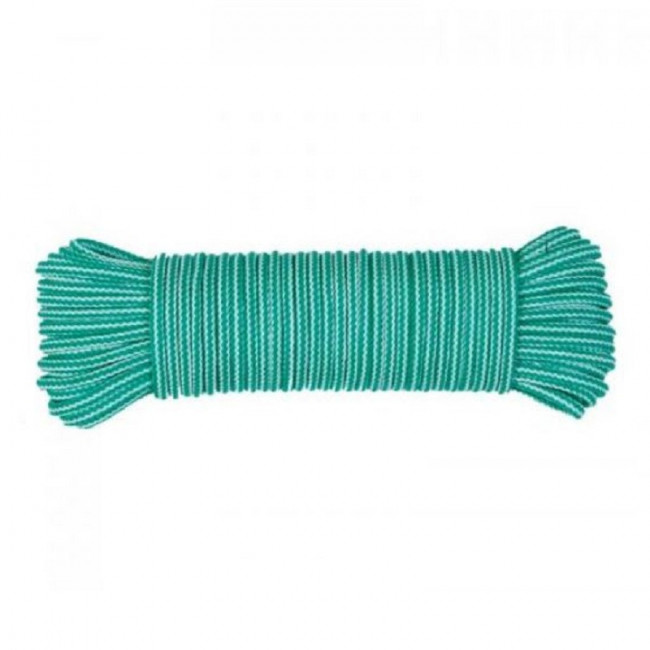 CORDÓN TENDEDERO BICOLOR. CUERDA TRENZADA TEXTIL. ACABADO MATE. DIÁMETRO 4MM. VERDE Y AGUAMARINA. LONGITUD 15M