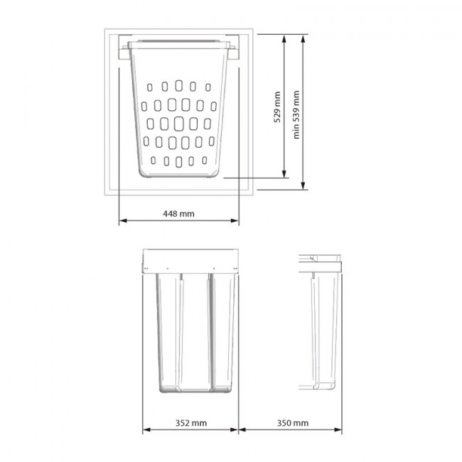 KIT TOLVA ROPA AGNA M500 50 L BLANCO FIJACIÓN SUPERIOR ACCESORIOS COCINA