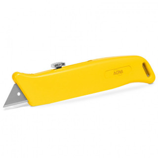 CUCHILLO METÁLICO RETRÁCTIL. ACERO INOXIDABLE. PLÁSTICO AMARILLO. LONGITUD 160MM