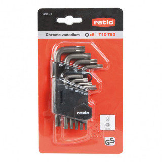 JUEGO DE LLAVES TORX ACODADAS. ACERO CHROME-VANADIUM. PLEGABLE - RATIO