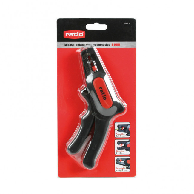 ALICATE PELACABLES AUTOMÁTICO 6969. CUCHILLA ACERO SK5. SELECTOR DE LONGITUD. CAPACIDAD PELADO 0,2-6 MM² - RATIO