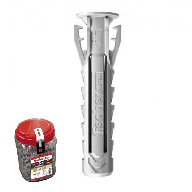 TACO DE EXPANSIÓN. PLÁSTICO. PARA PARED MACIZA. 8X40. BOTE CON 400 UNIDADES. PARA TORNILLOS 4,5-6 MM - FISCHER
