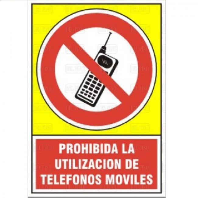 SEÑAL DE TELÉFONOS MÓVILES. PLÁSTICO. RECTANGULAR. 295 X 210 MM