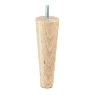 PATA DE MADERA CÓNICA. HAYA NATURAL. ROSCA M8. ALTURA 150MM - Q&Q