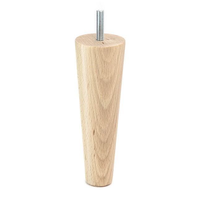 PATA DE MADERA CÓNICA. HAYA NATURAL. ROSCA M8. ALTURA 150MM - Q&Q