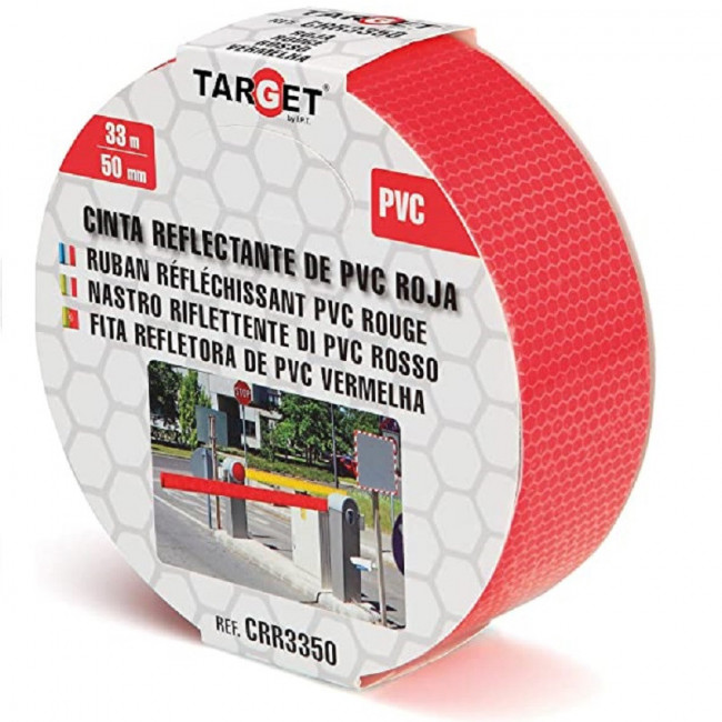 CINTA ADHESIVA REFLECTANTE. PVC. ROJA. EN ROLLO. BALIZAMIENTO. ANCHO 50MM - TARGET