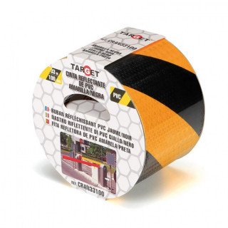 CINTA ADHESIVA REFLECTANTE. PVC FLEXIBLE. AMARILLO / NEGRO. ROLLO. LONGITUD 33M - TARGET