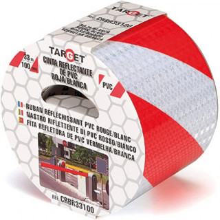 CINTA ADHESIVA REFLECTANTE. PVC. BLANCA Y ROJA. 100 MM X 33 M. LONGITUD 33M - TARGET