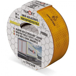 CINTA ADHESIVA REFLECTANTE AMARILLA. PMMA. EN ROLLO. AMARILLO. PARA SEÑALIZACIÓN. LONGITUD 25M - TARGET