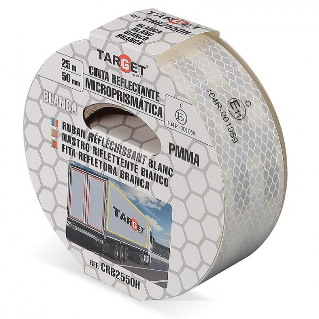 CINTA ADHESIVA REFLECTANTE BLANCA. PMMA. BLANCO. ANCHO 50MM. LONGITUD 25M - TARGET