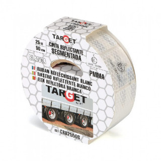 CINTA ADHESIVA REFLECTANTE SEGMENTADA. PMMA. BLANCO REFLECTANTE. SEGMENTADO. 25 M X 50 MM - TARGET