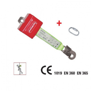 DISPOSITIVO RETRÁCTIL AUTOMÁTICO DE SEGURIDAD. LONGITUD 2,5 M. MOSQUETÓN Y ABSORBEDOR. CARGA MÁXIMA 100 KG. USO HORIZONT