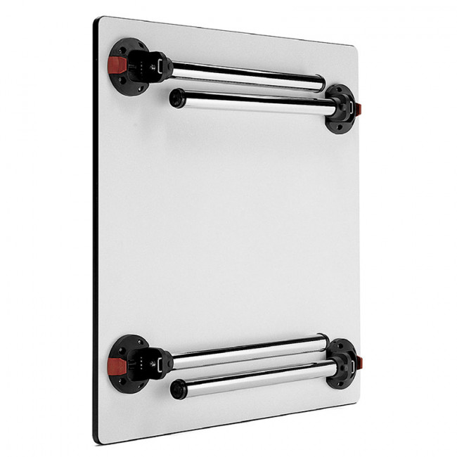 PATA PLEGABLE REGULABLE DE MESA. CROMADA Ø50 MM. ALTURA 71 CM