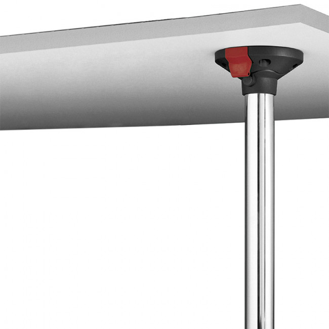 PATA PLEGABLE REGULABLE DE MESA. CROMADA Ø50 MM. ALTURA 71 CM