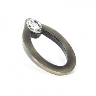 TIRADOR DECORATIVO OVALADO HOLE. METAL. ORO VIEJO. ANCHO 32MM