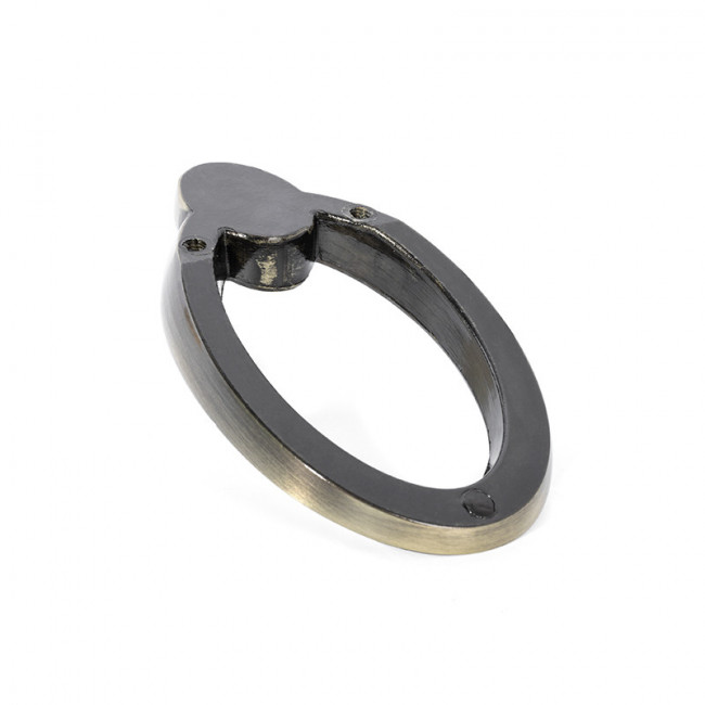 TIRADOR DECORATIVO OVALADO HOLE. METAL. ORO VIEJO. ANCHO 32MM