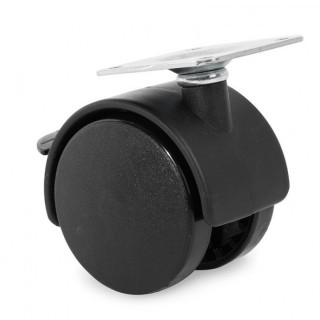 RUEDA GIRATORIA TELLY ARO DOBLE ø50 CON PLACA FRENO Y ACABADO NEGRO 2