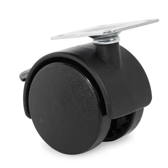 RUEDA GIRATORIA TELLY ARO DOBLE ø50 CON PLACA FRENO Y ACABADO NEGRO