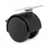 RUEDA GIRATORIA TELLY ARO DOBLE ø50 CON PLACA FRENO Y ACABADO NEGRO