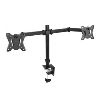 SOPORTE DOBLE PARA MONITOR. ACERO. ABRAZADERA A MESA. 17 A 32 PULGADAS. CARGA 10 KG. ALTURA 910MM
