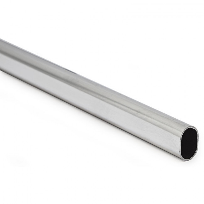 TUBO OVALADO PARA ARMARIO. METAL. CROMADO. SECCIÓN 30 X 15 MM. POR BARRA DE 3 M. GROSOR 0,8 MM