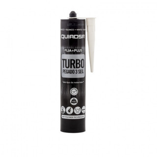 ADHESIVO ELASTICO QUIADSA BLANCO 290ml FIJA+PLUS TURBO 3seg. ESPECIAL MADERA