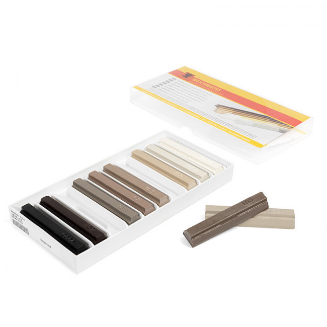 CAJA SURTIDO DE 10 CERAS PARA REPARACIÓN DE MADERA