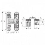 BISAGRA INVISIBLE KUBICA K2700 CROMO SATINADO  60Kgs/3B. 120X76mm. VALIDA P/PANELAR PUERTA Y PARED.